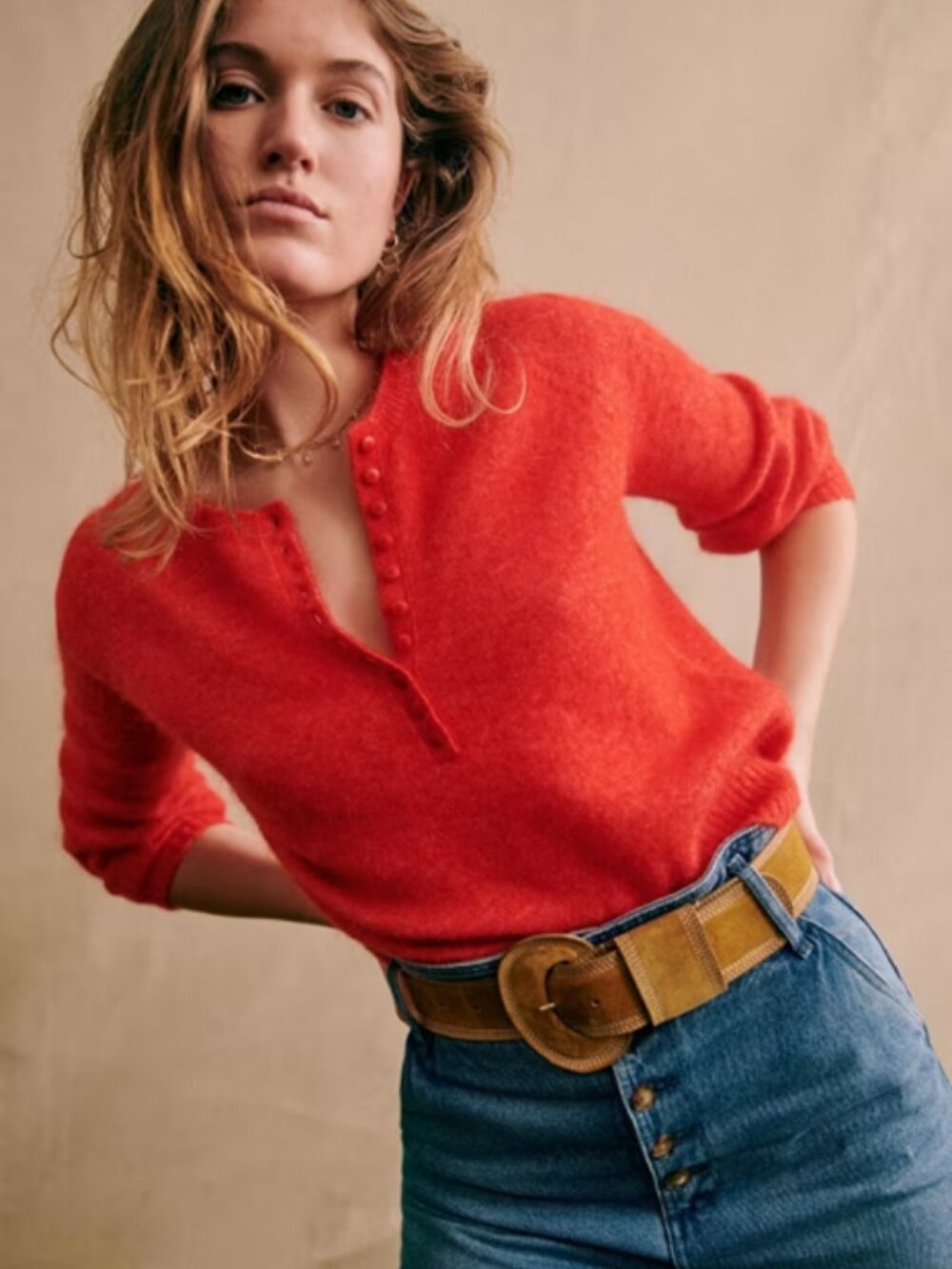 Sezane Leon Jumper Sweater in Red Medium